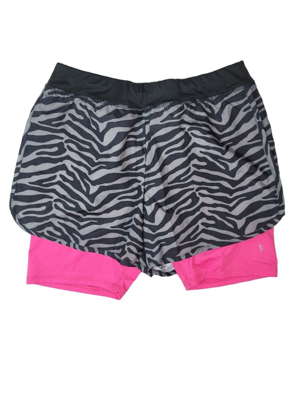 Danskin Now Girls Athletic Shorts Gray Pink SZ 10 Large Animal Print Bike Liner